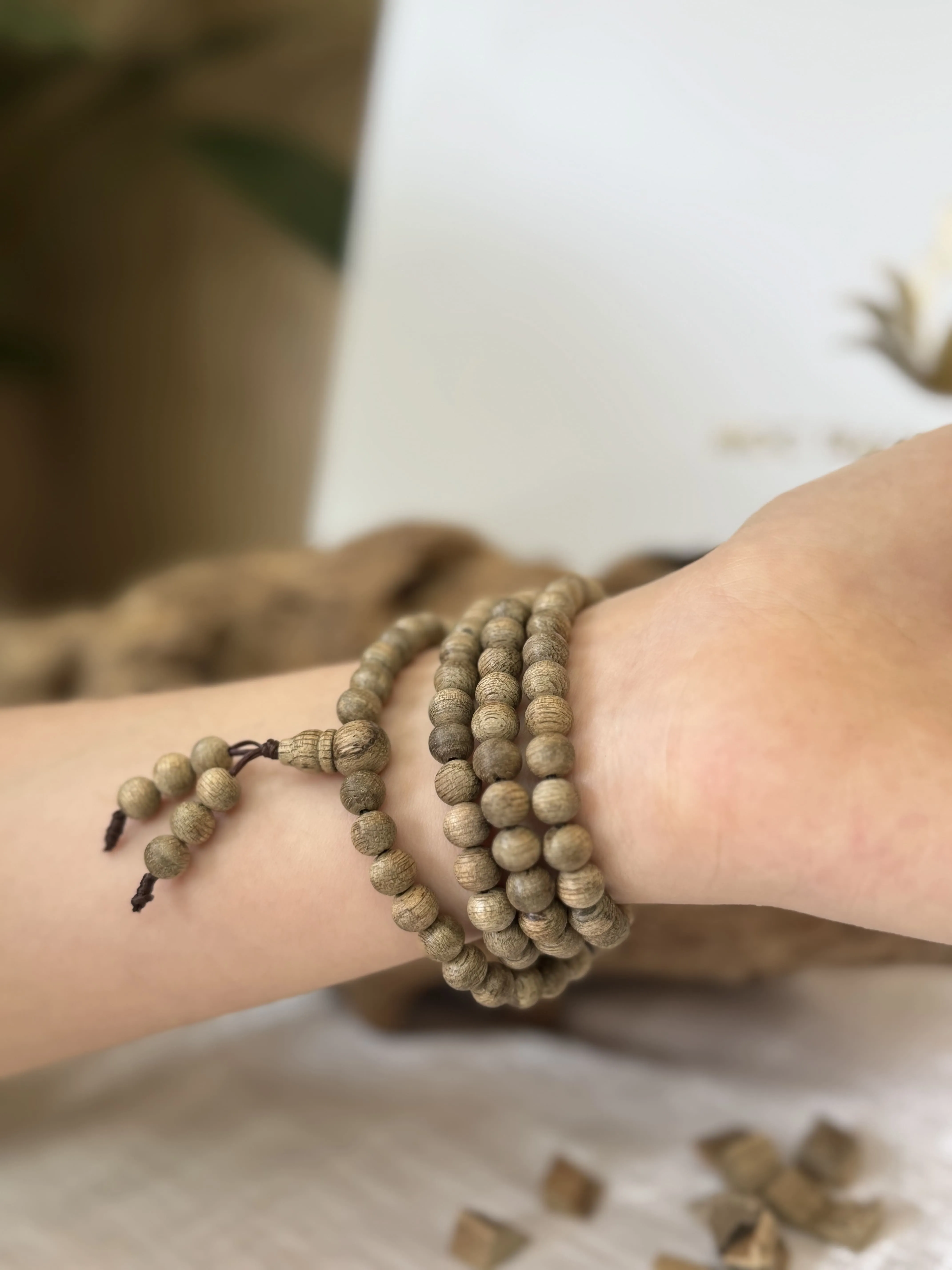 108 Bead Agarwood Mala Bracelet – Natural Malaysian Wild Oud (6mm)